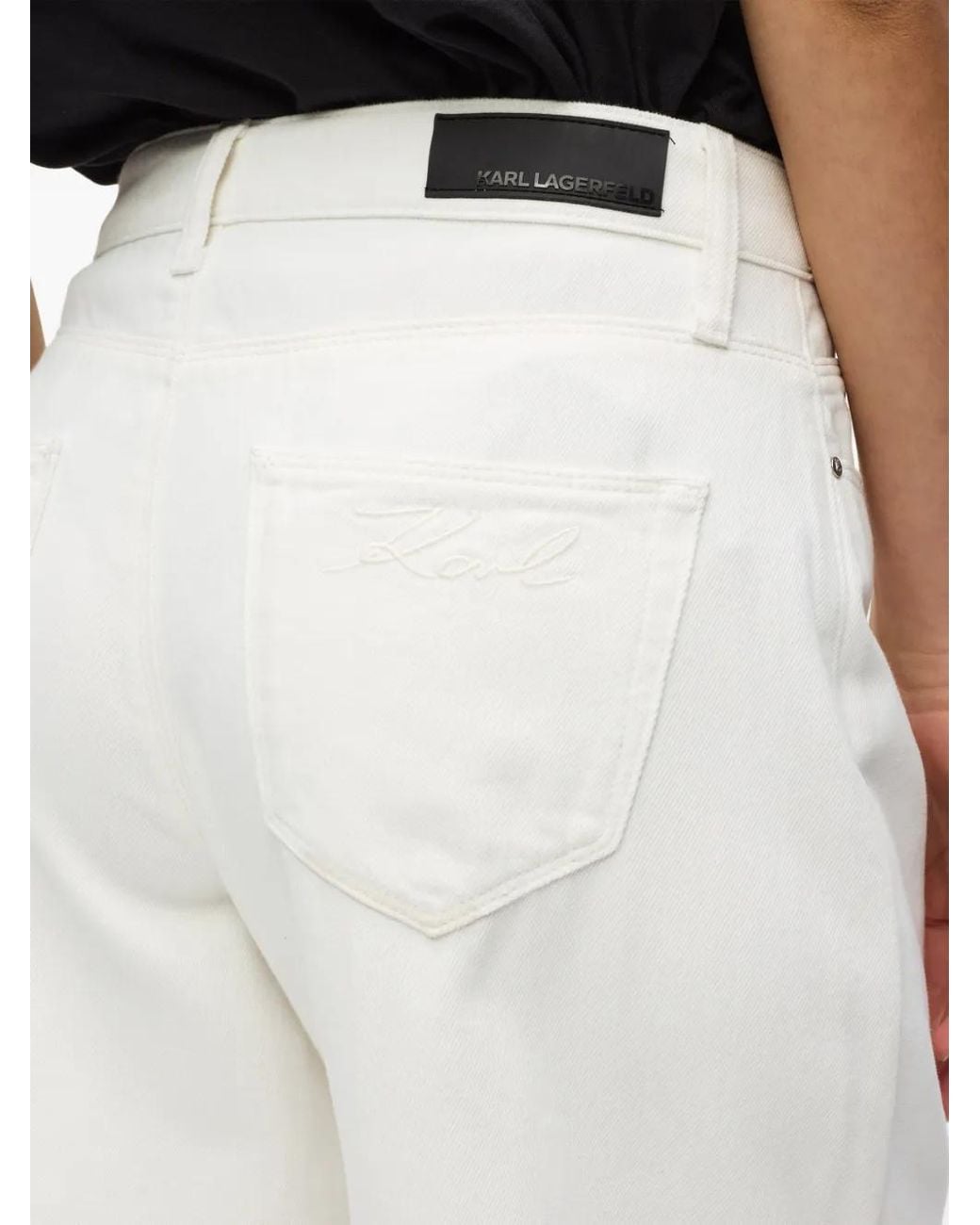 Karl Lagerfeld White Belt-Loop Pocket Trousers