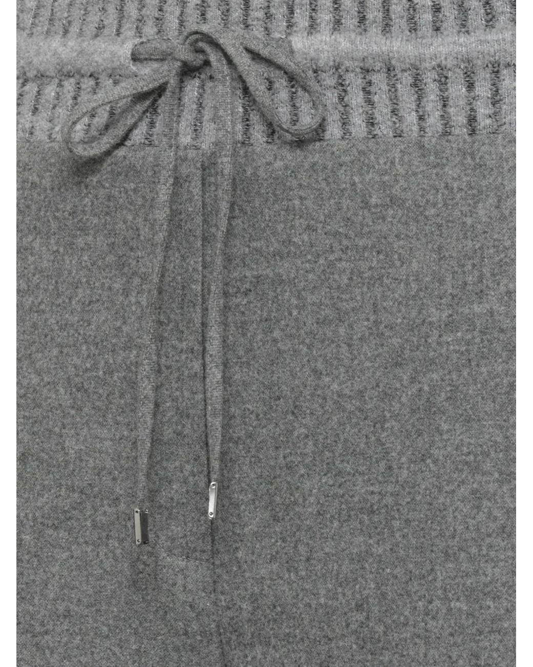 D.exterior Gray Drawstring-Waistband Straight-Leg Trousers