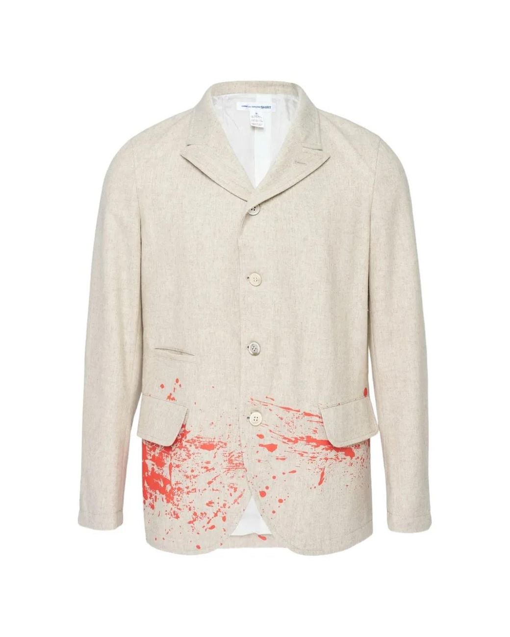 Comme des Garçons White Paint-Splatter Notched-Lapel Blazer for men