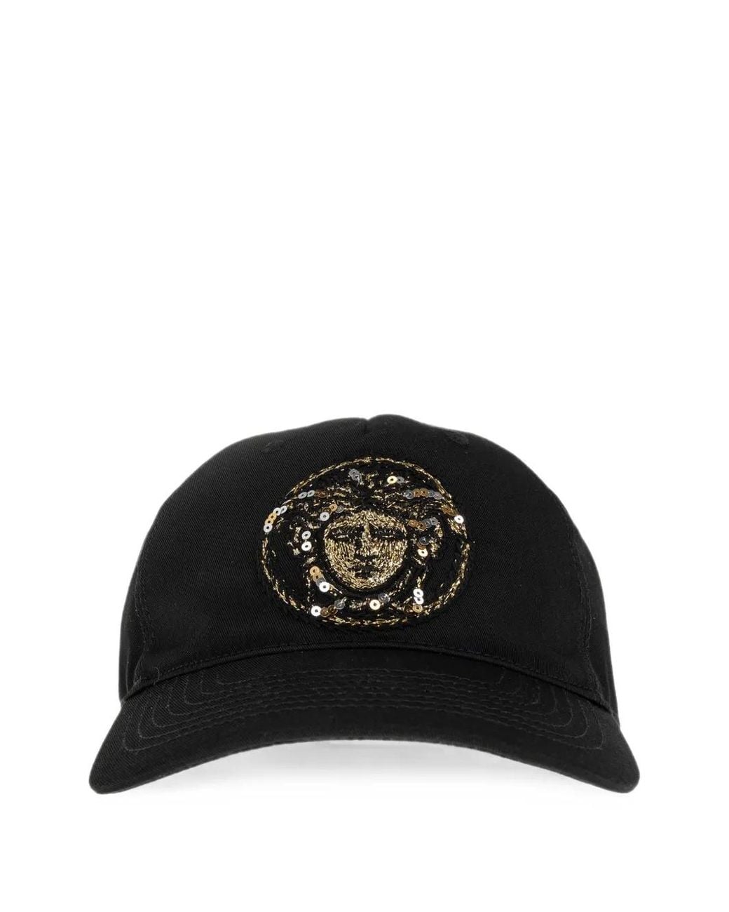 Versace Black Embroidered Cotton Baseball Cap