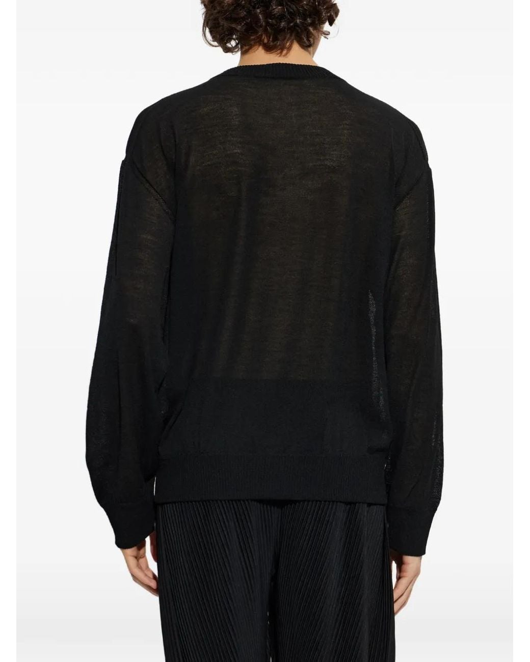 Homme Plissé Issey Miyake Black Ribbed-Knit Sweater for men