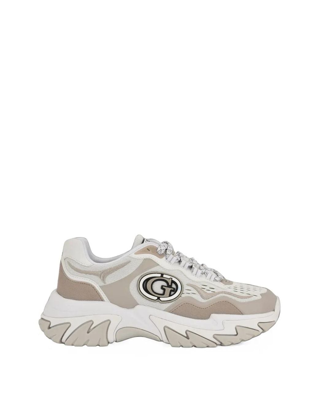 Guess White Logo-Patch Panelled Sneakers