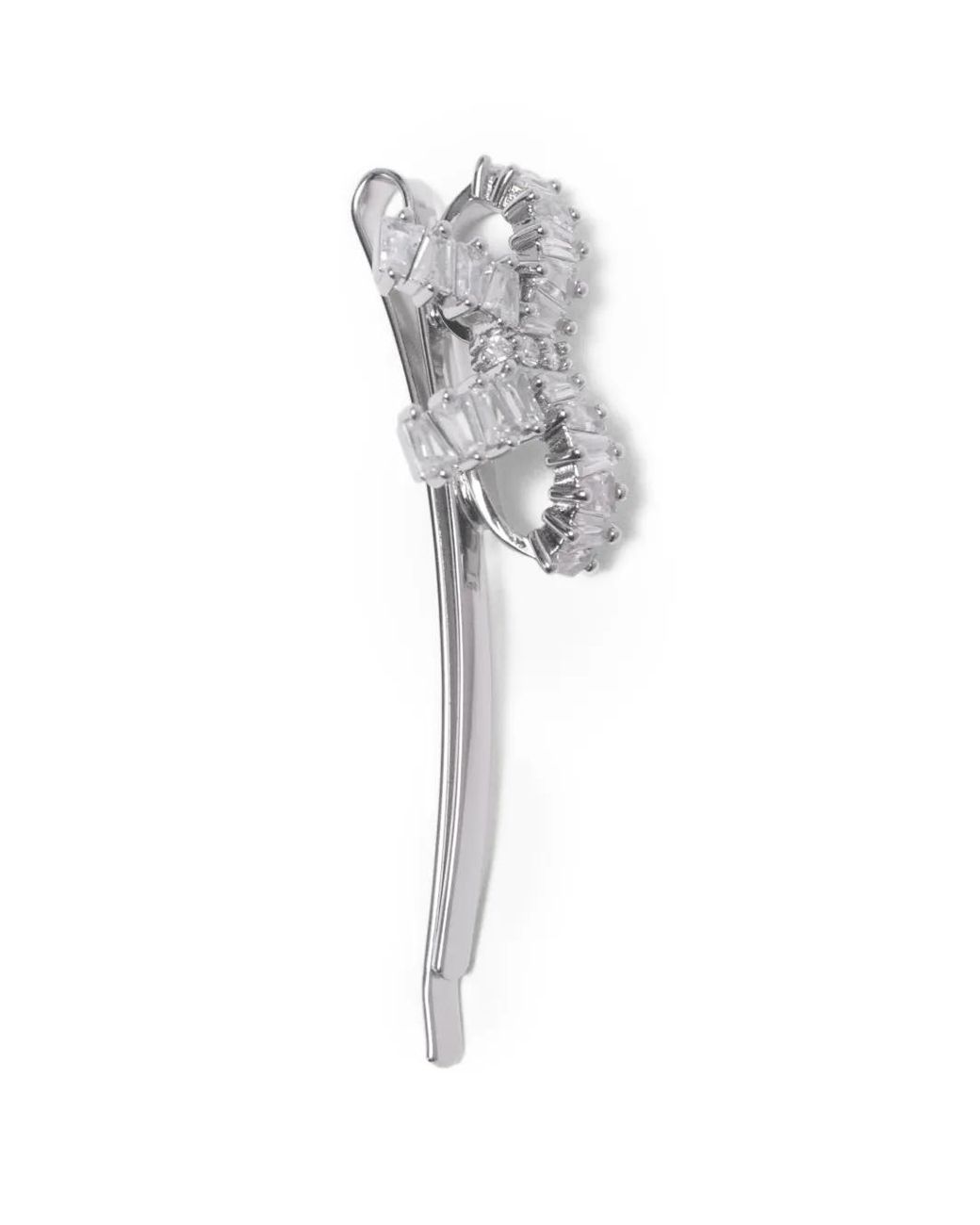 Maje White Rhinestone Bow Barrette