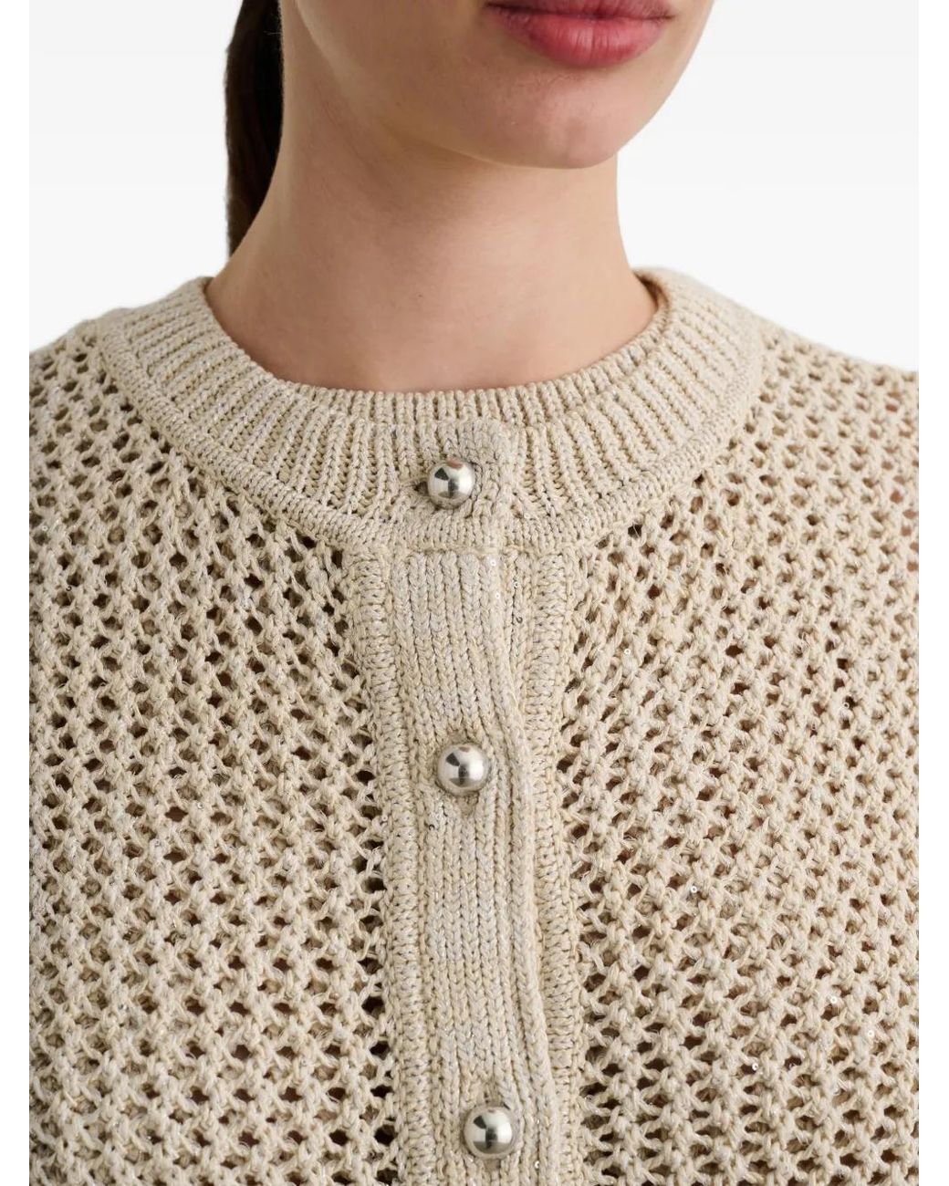Toccin Natural Janice Short-Sleeve Button Cardigan