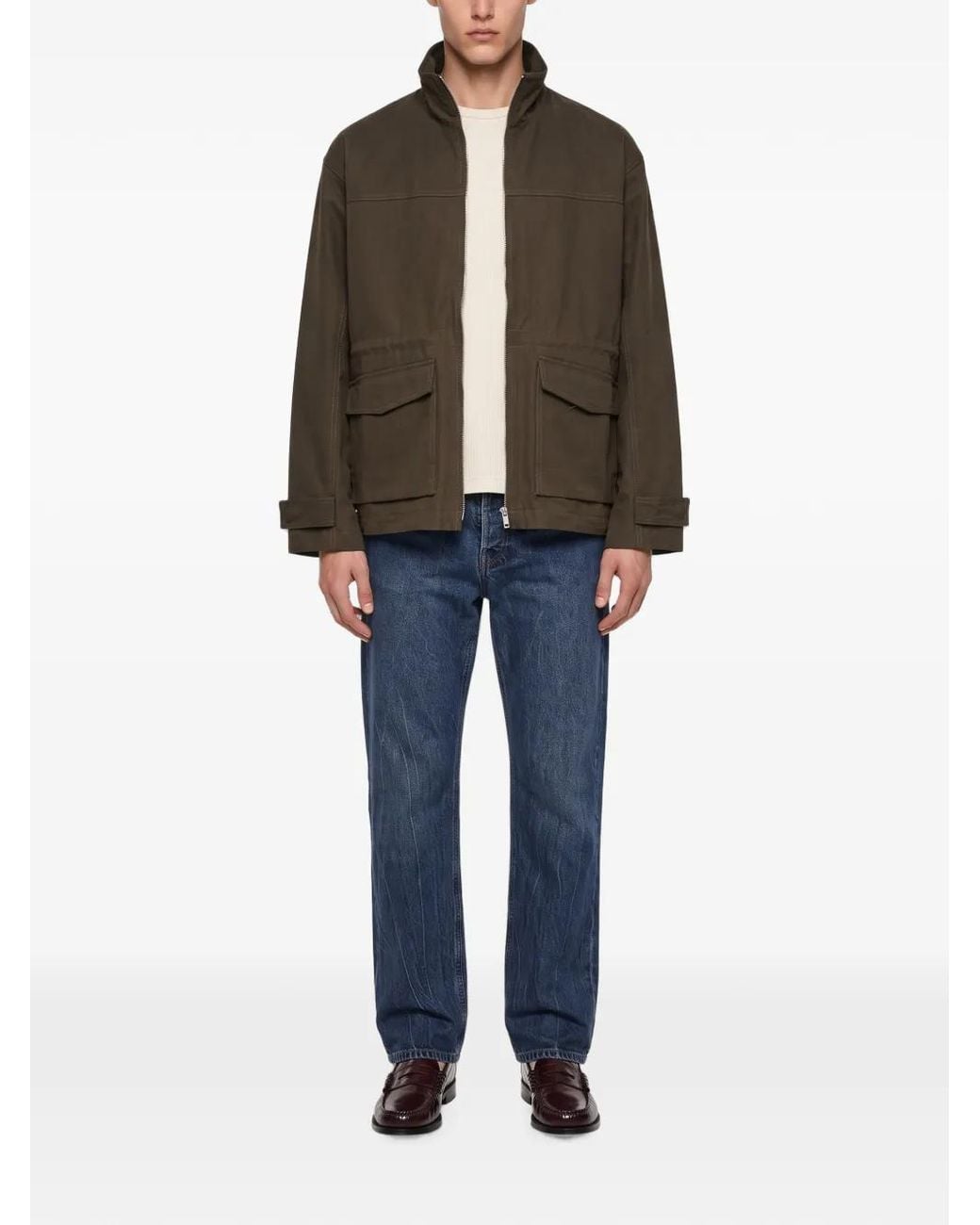 Another Aspect Brown High-Neck Flap-Pocket Jacket for men