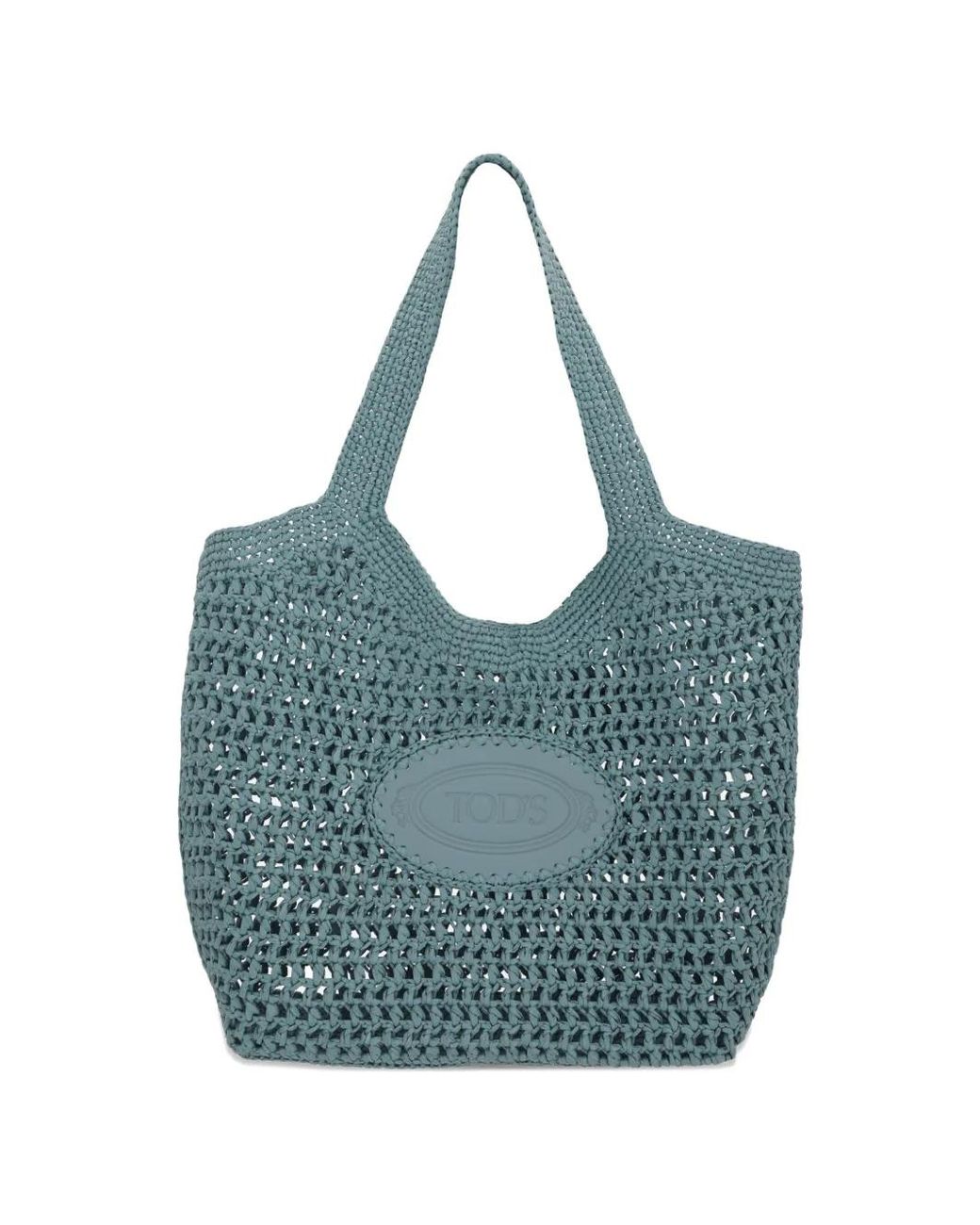 Tod's Blue Sac Cabas En Crochet À Patch Logo
