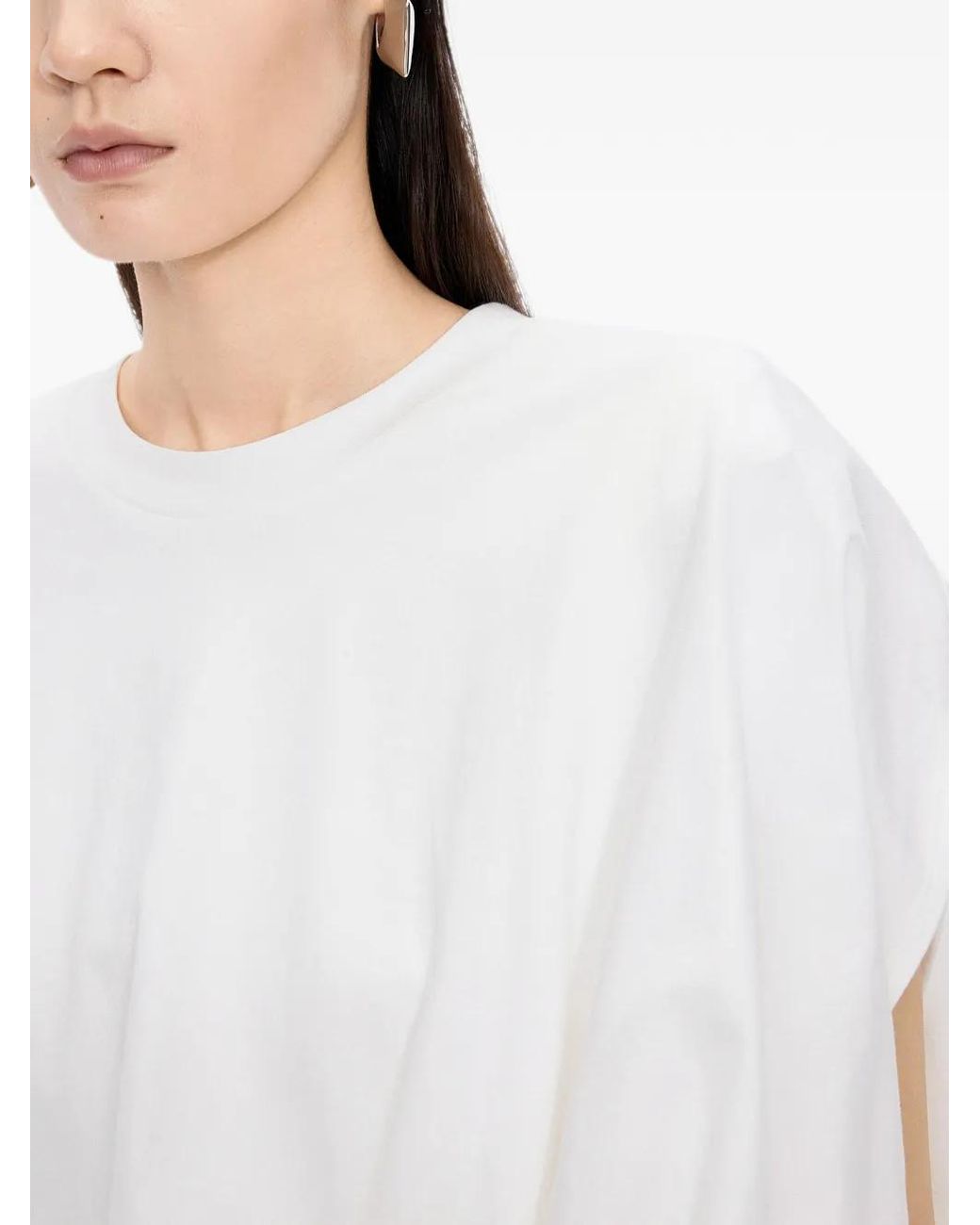 JNBY White Puffball-Hem Top