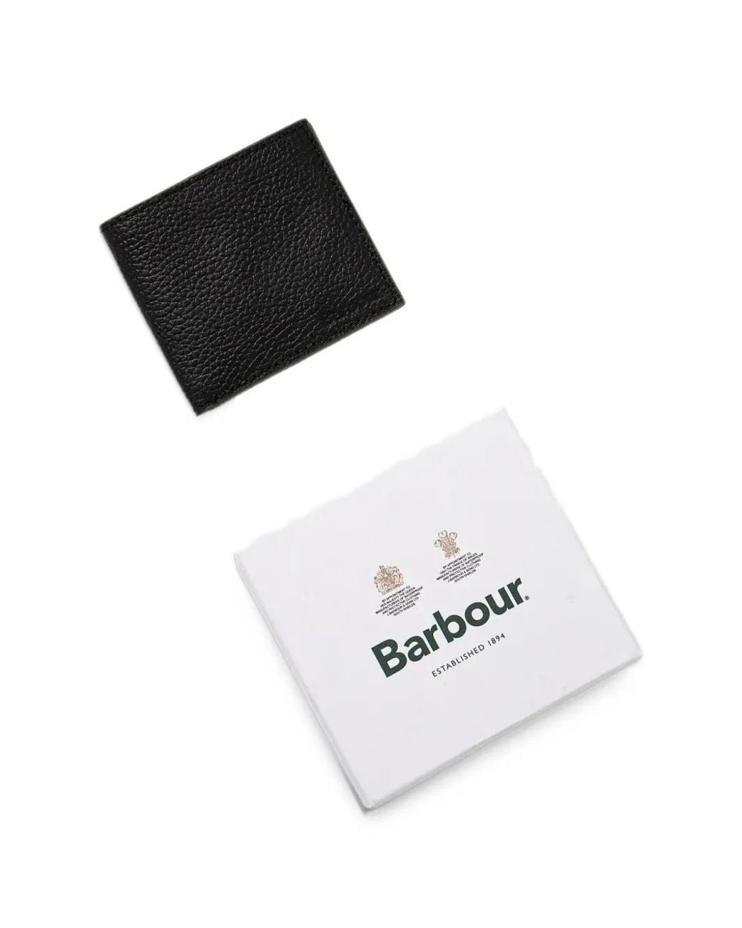 Barbour Black Grain Leather Billfold Wallet for men