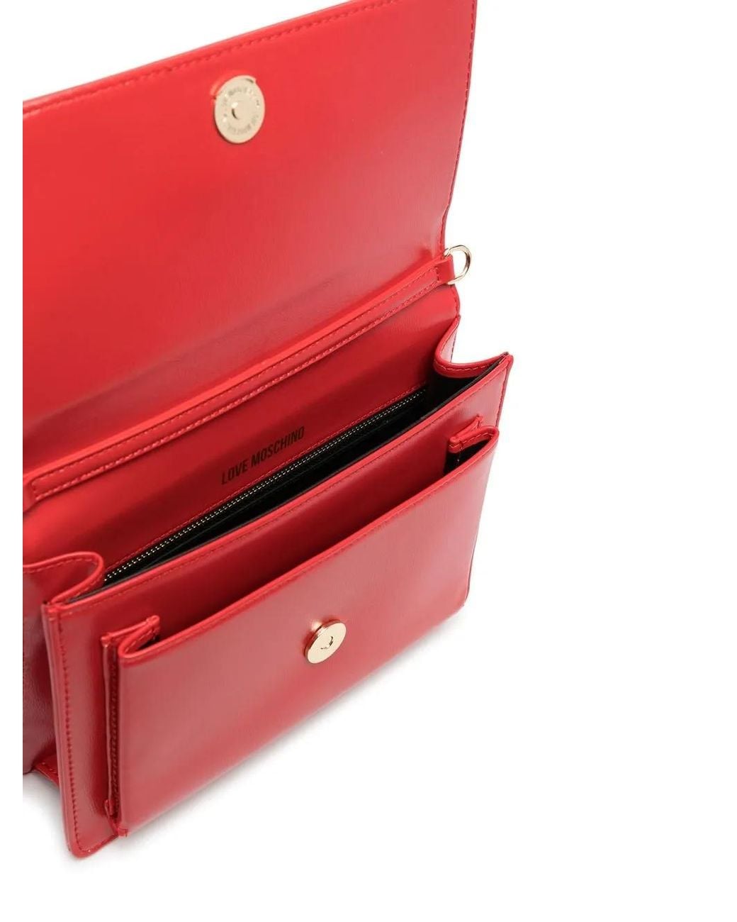 Love Moschino Red Logo-Plaque Satchel Bag