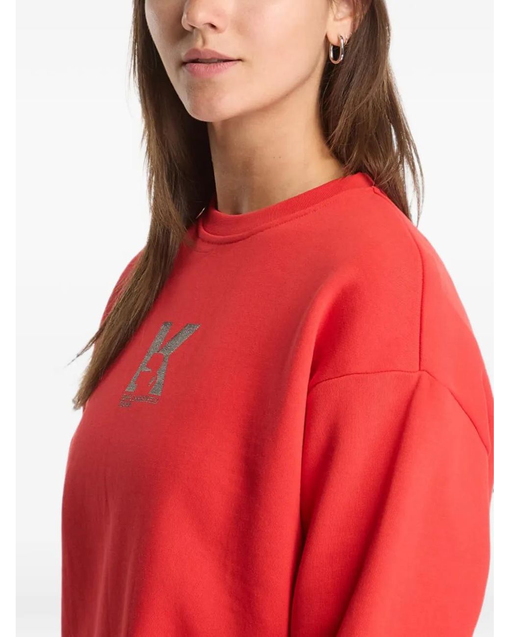 Karl Lagerfeld Red K Ogo-Print Crew-Neck Sweater