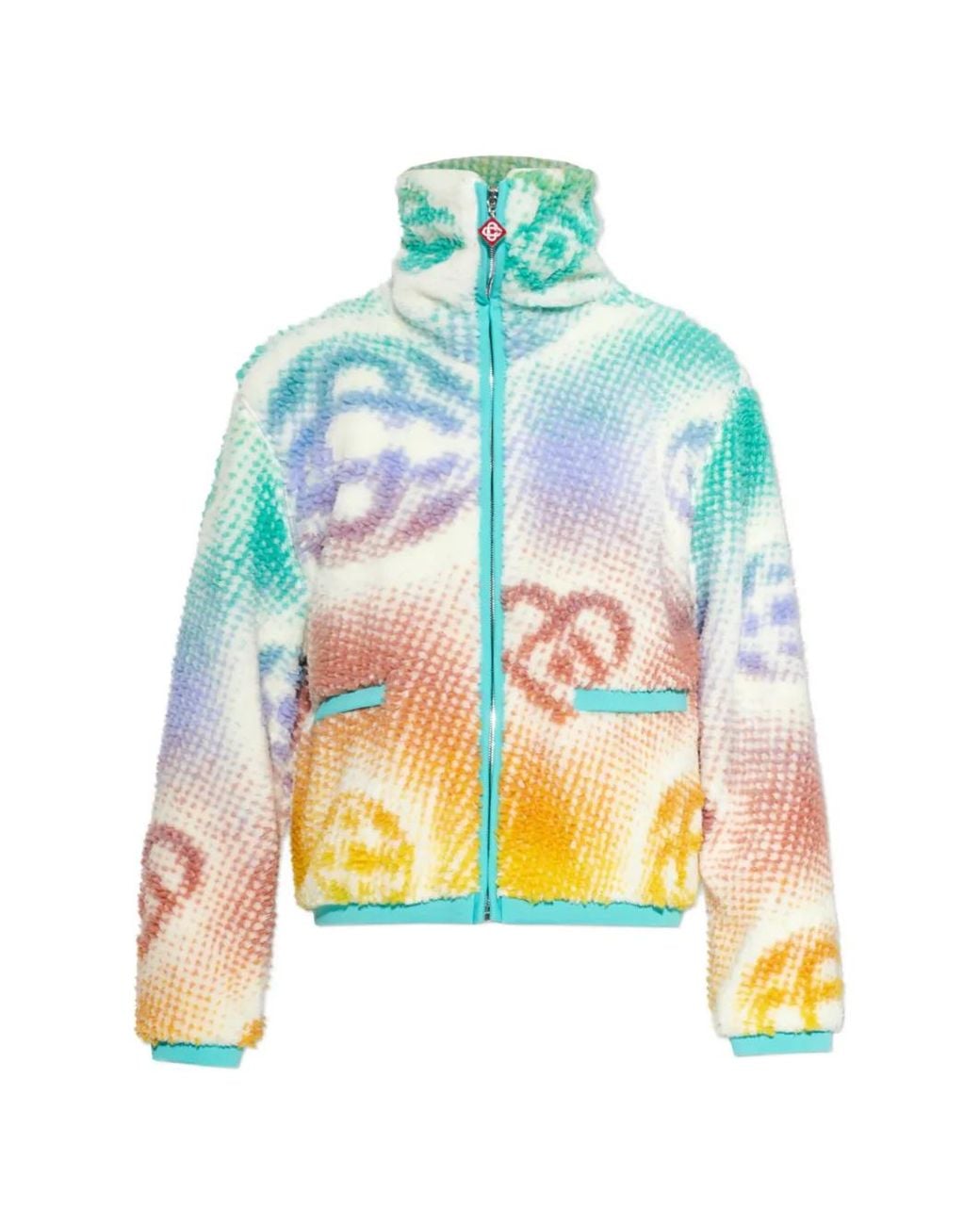 Casablanca White Monogram-Pattern Zip-Up Jacket