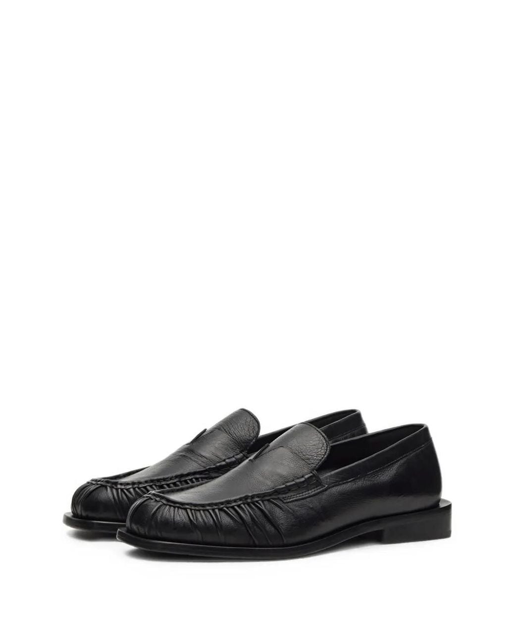 Lottusse Black Tomir Leather Loafers for men