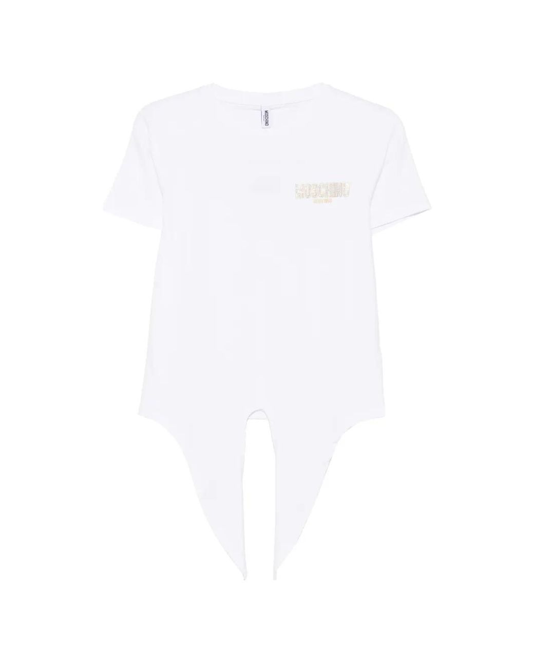 Moschino White Logo-Print Tie-Fastening T-Shirt