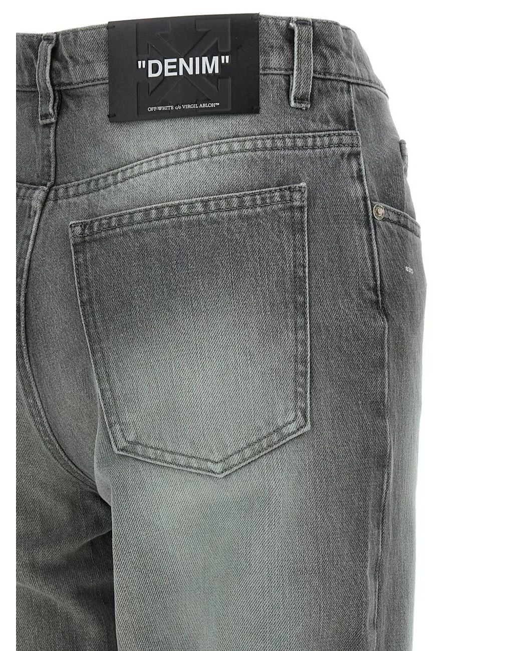 Off-White c/o Virgil Abloh Gray Cut-Out Straight Jeans