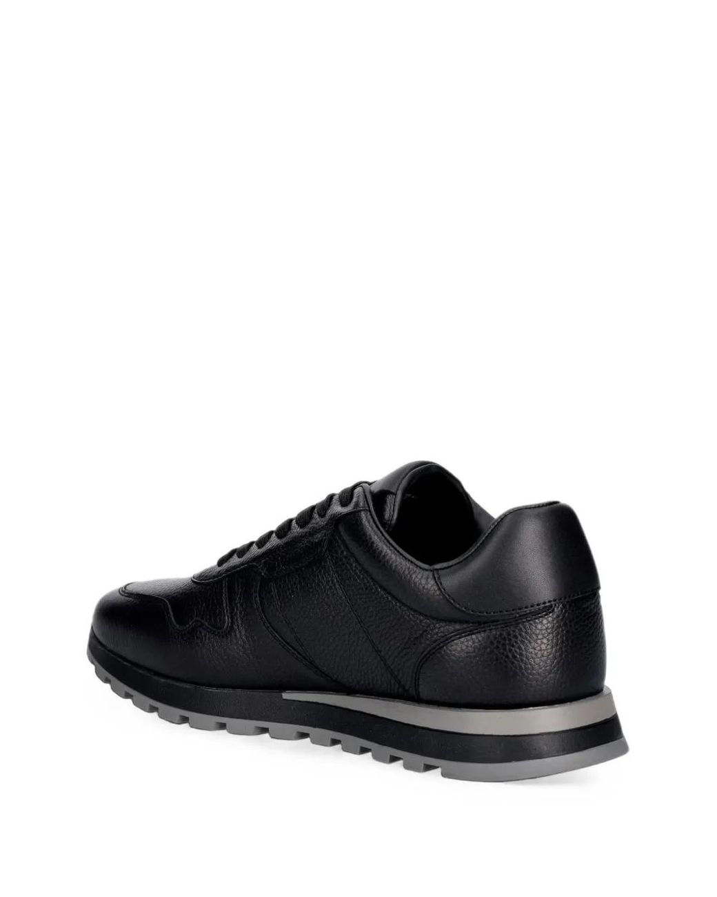 Baldinini Black Logo-Embossed Grained Leather Sneakers for men