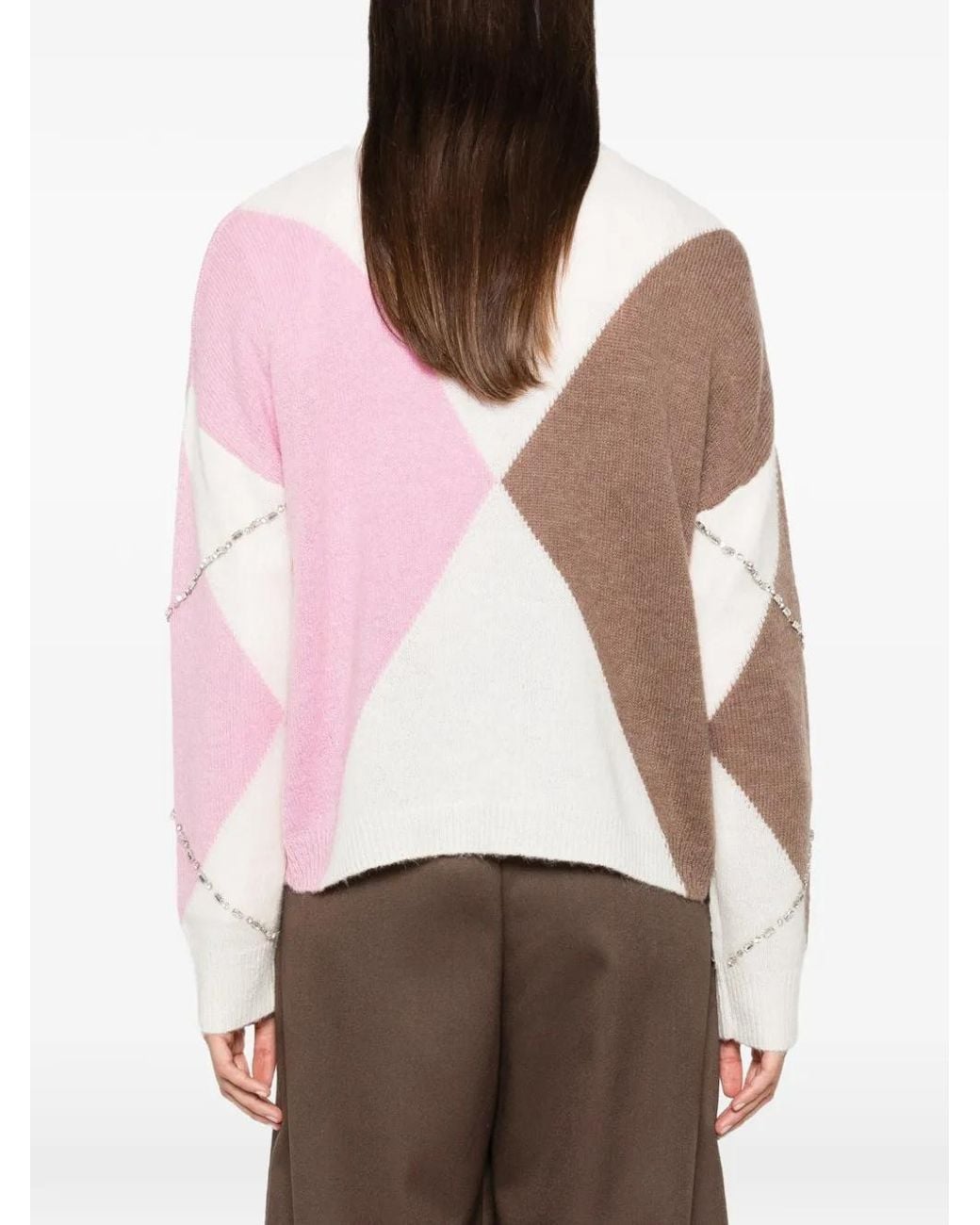 Liu Jo Pink Pull À Losanges Et Ornements En Cristal