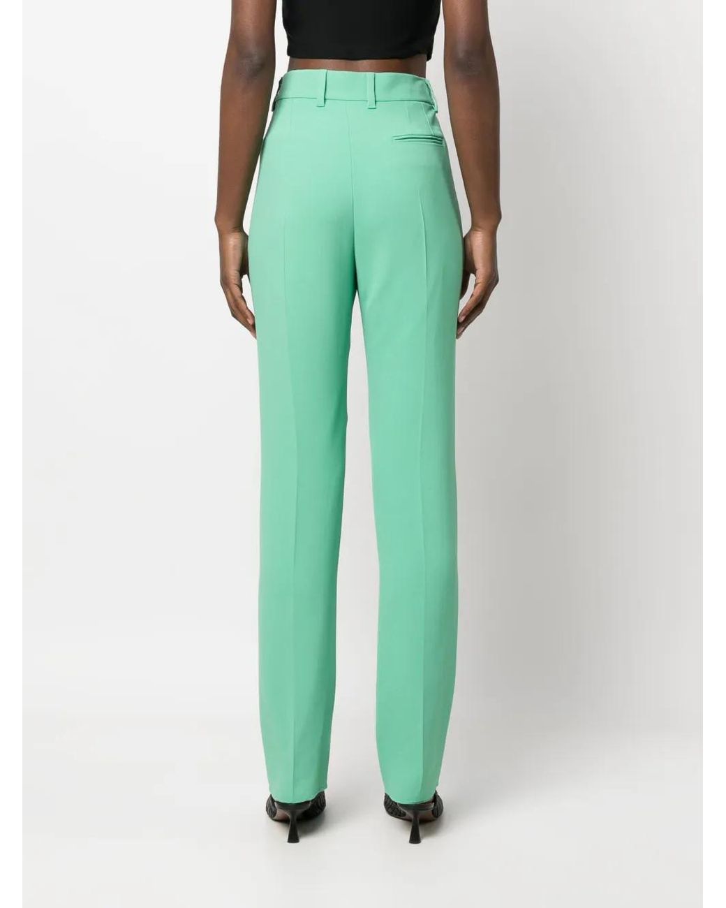 Emporio Armani Green Straight-Leg Crepe Trousers