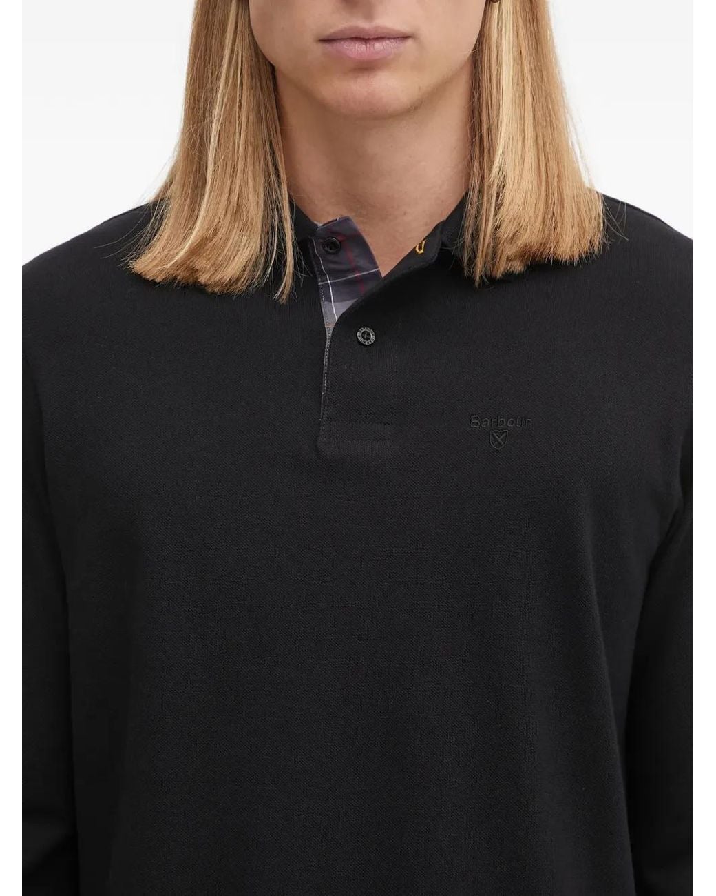Barbour Black Long-Sleeved Polo Shirt for men
