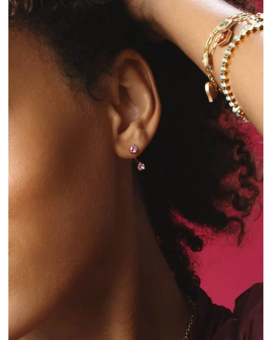Anita Ko White 18K Rose Orbit Sapphire Single Earring