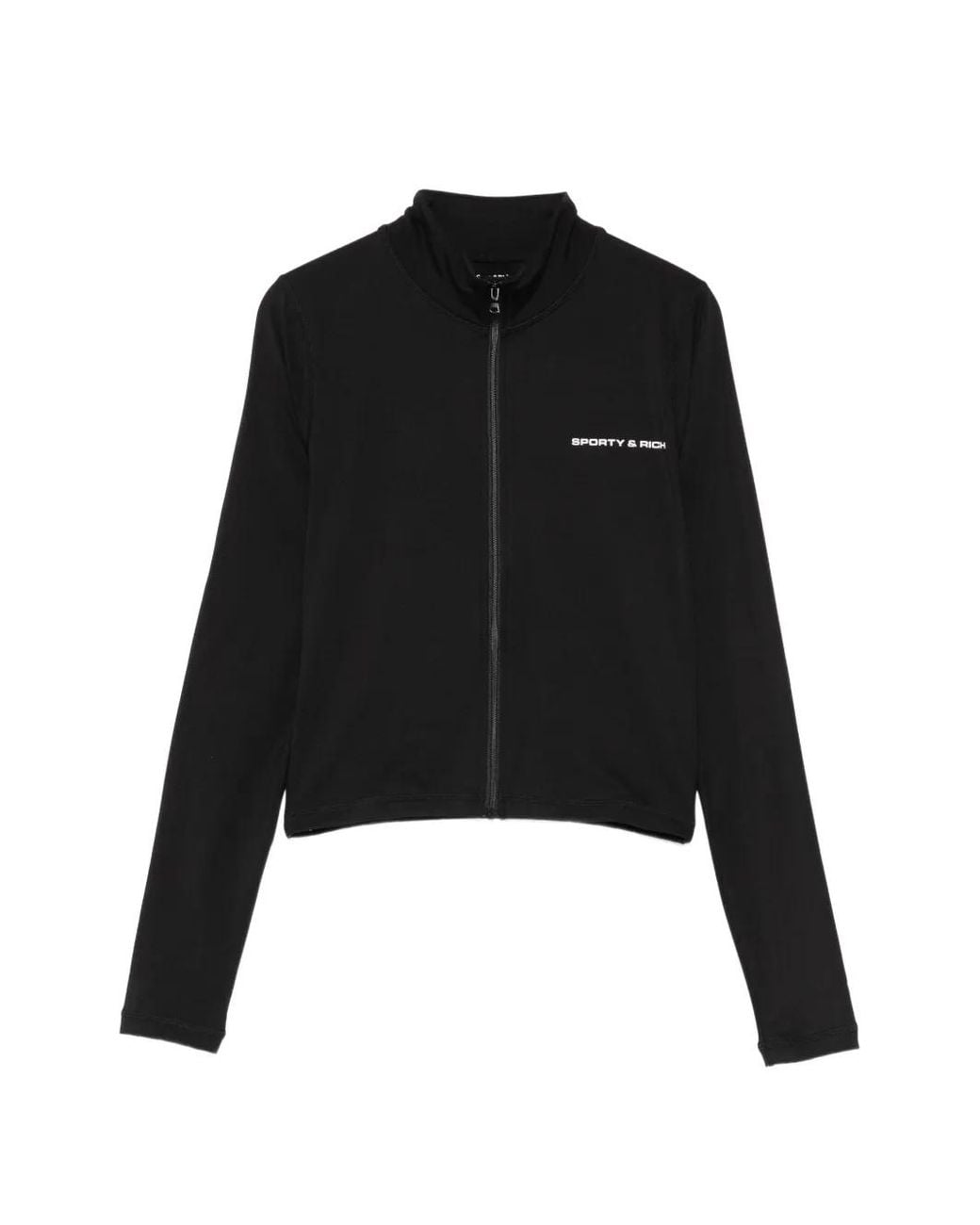 Sporty & Rich Black Logo-Print Zip-Up Jacket