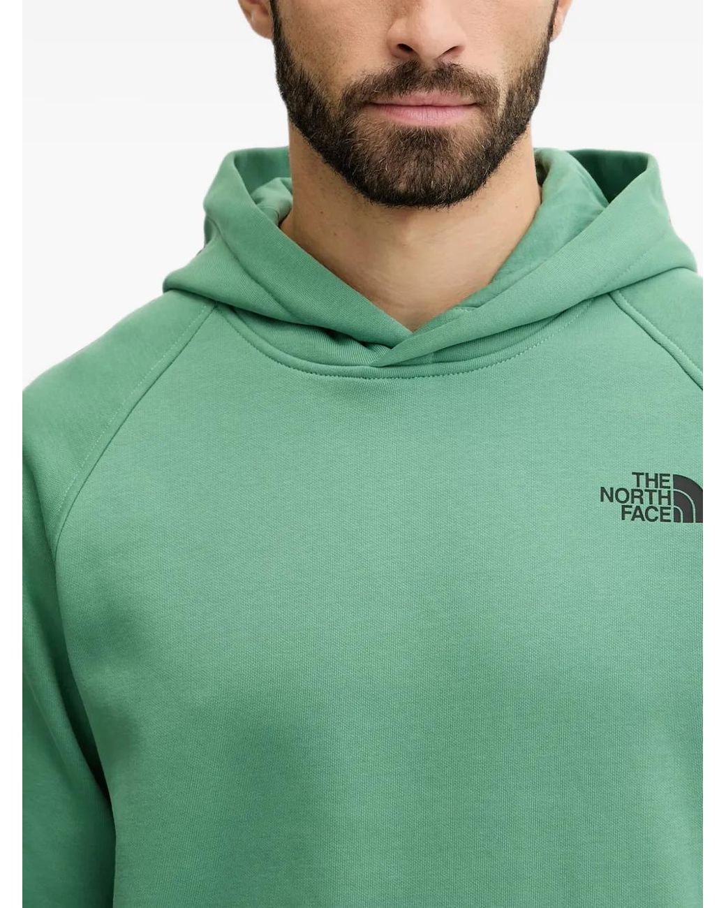 The North Face Green Logo-Print Raglan-Sleeve Hoodie for men