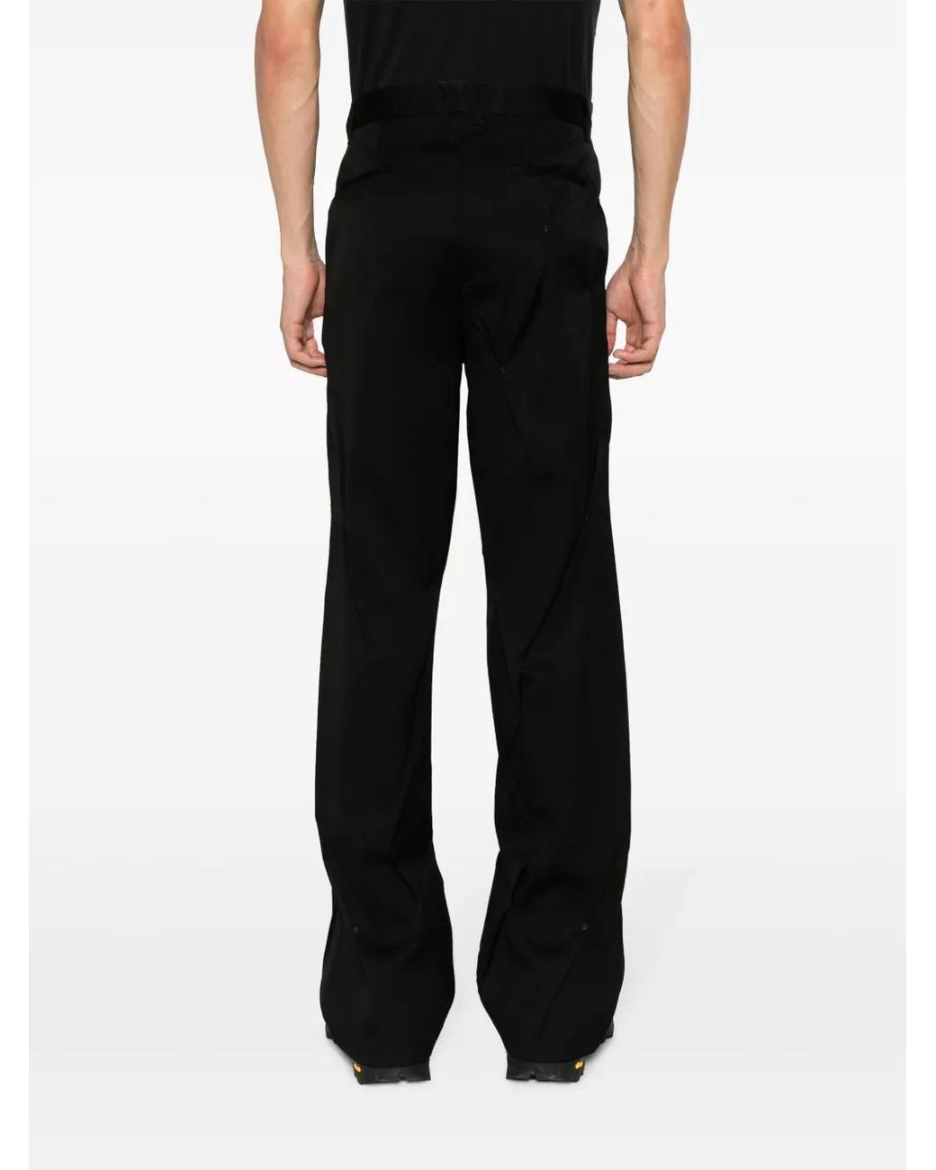 Kusikohc Black Slogan-Print Straight-Leg Wool Trousers for men