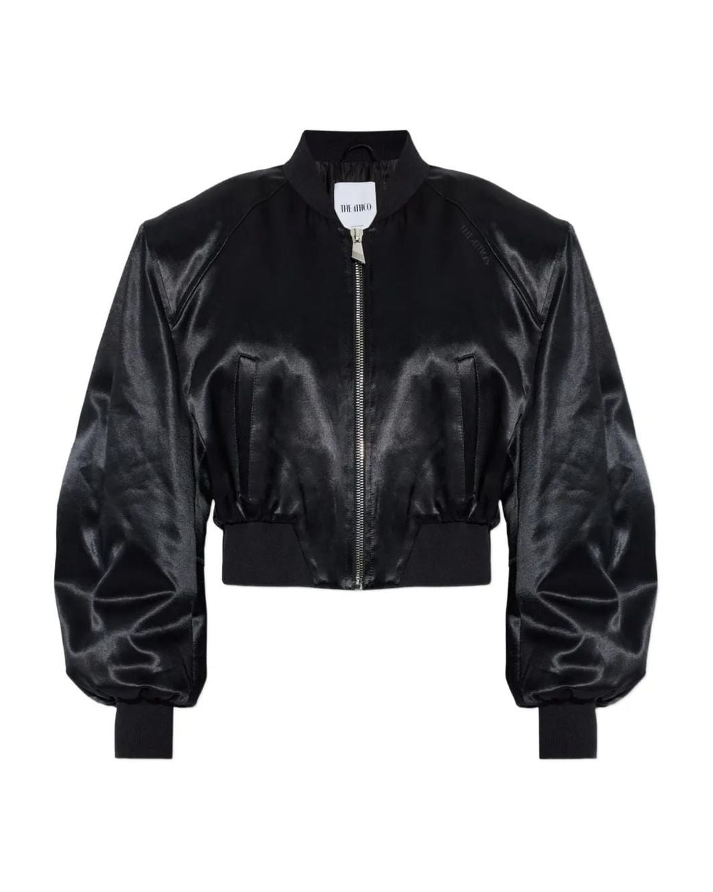 The Attico Black Zip-Up Bomber Jacket