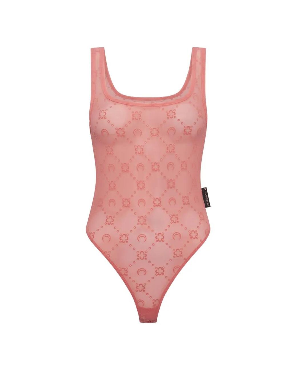 MARINE SERRE Pink Flocked Bodysuit