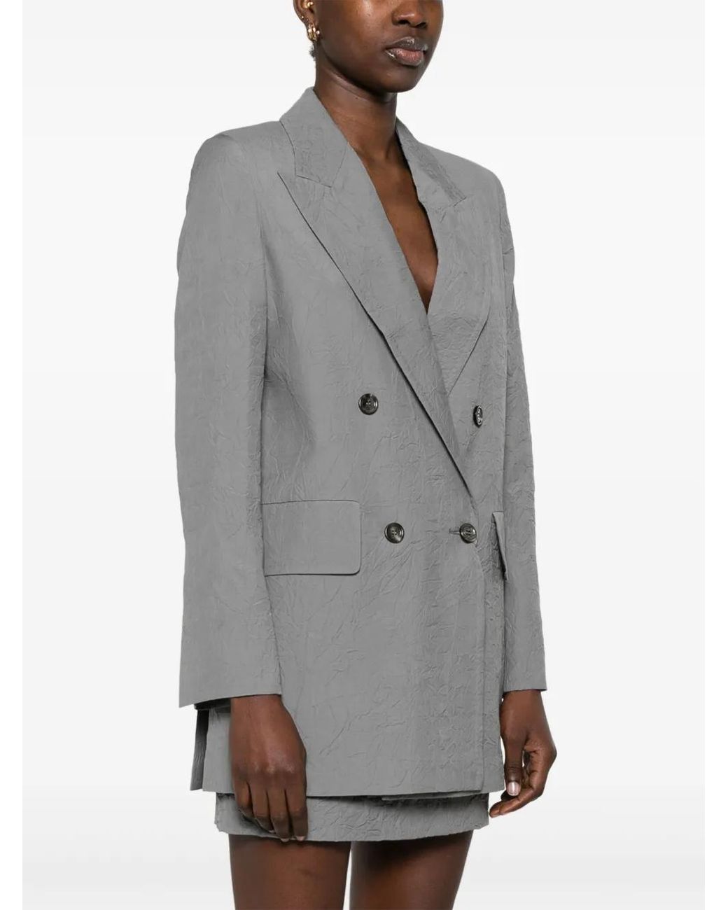 Max Mara Gray Wool Double-Breasted Jacket