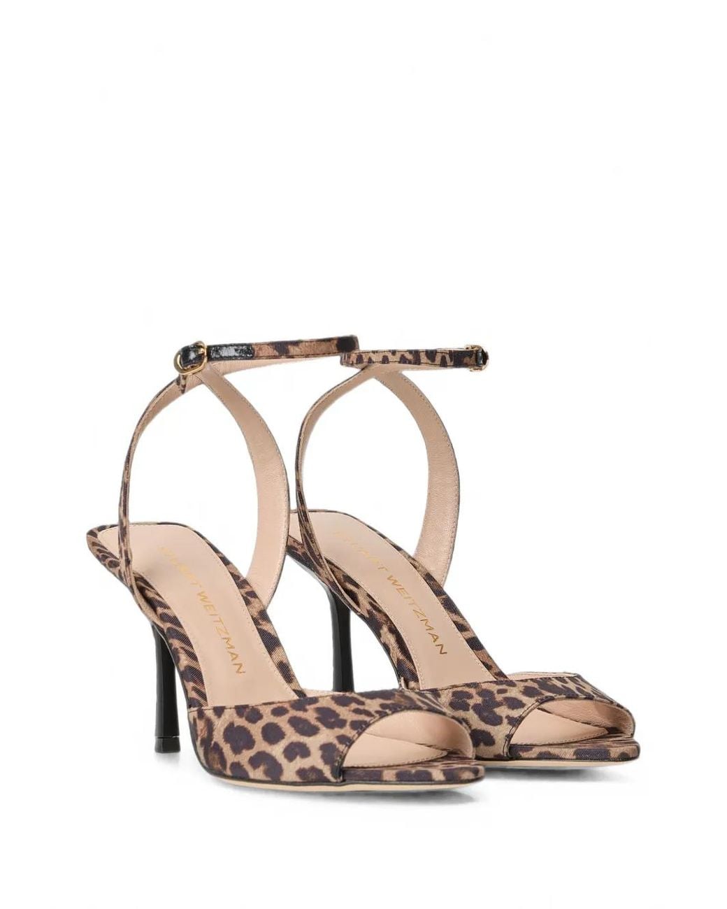 Stuart Weitzman White Lexington Leopard-Print Sandals