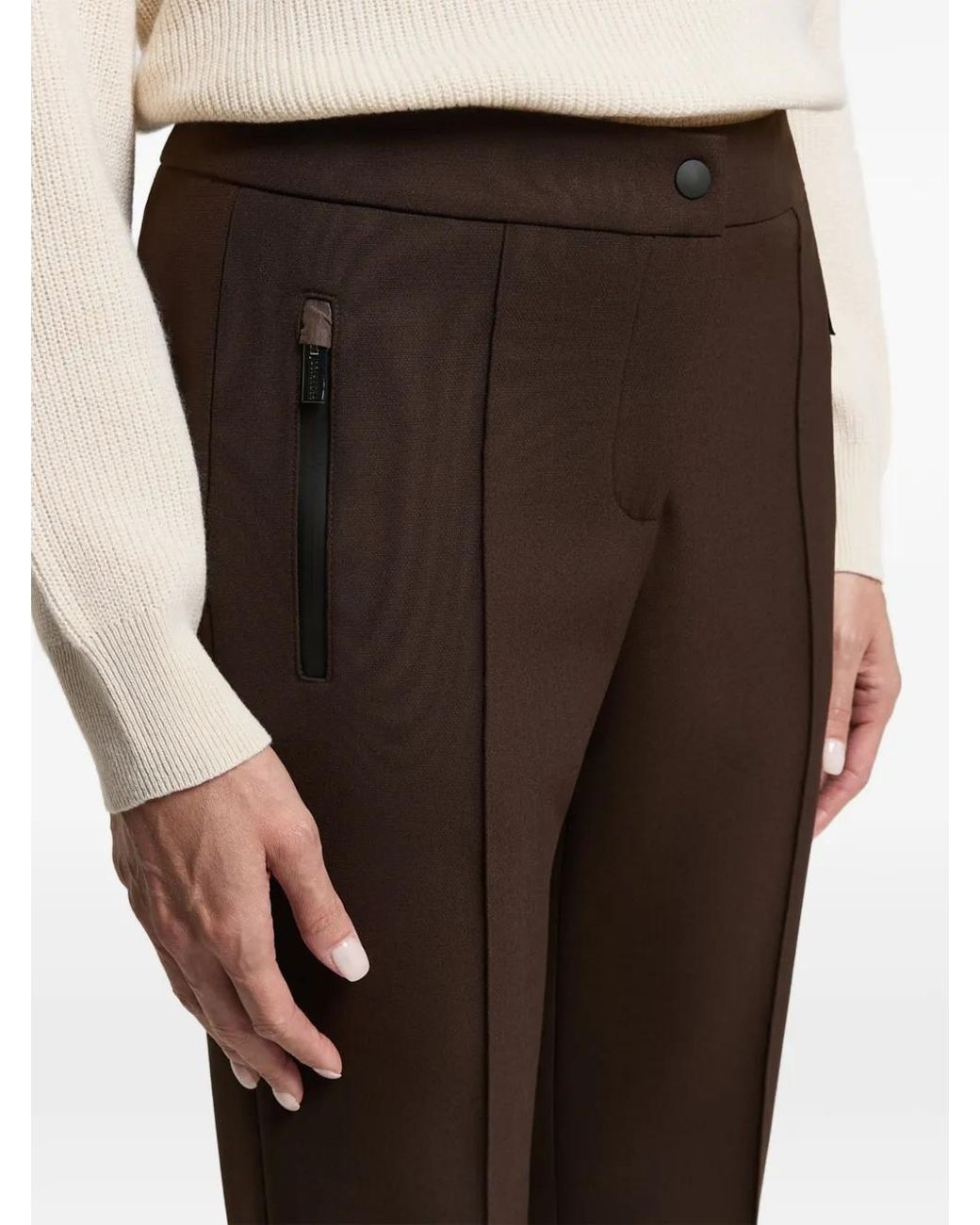 Peserico Brown Zip-Detail Tapered Trousers