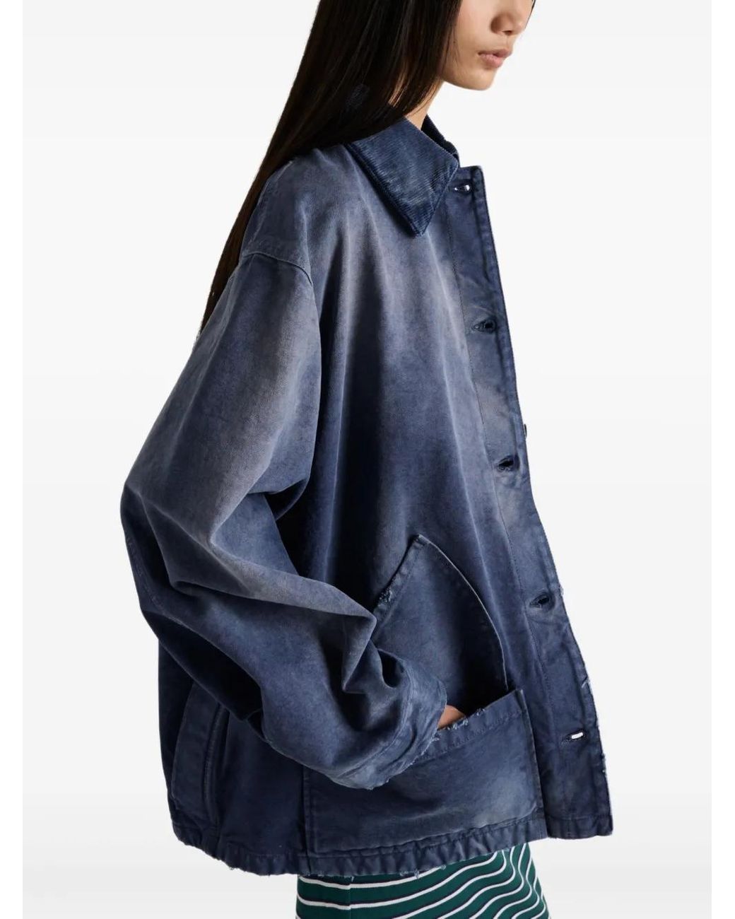 Prada Blue Canvas Trucker Jacket