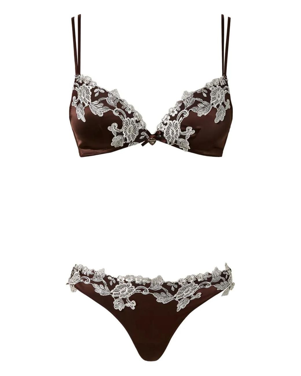 Twinset Floral Lace Lingerie Set In Brown Lyst twinset-floral-lace-lingerie-set-in-brown-lyst