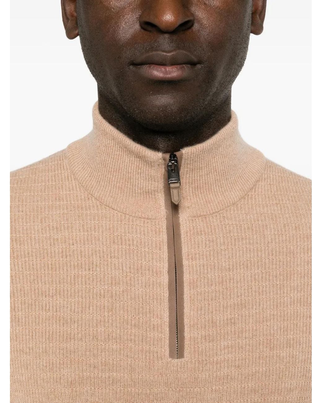 Canali Natural Quarter-Zip Waffle-Knit Sweater for men