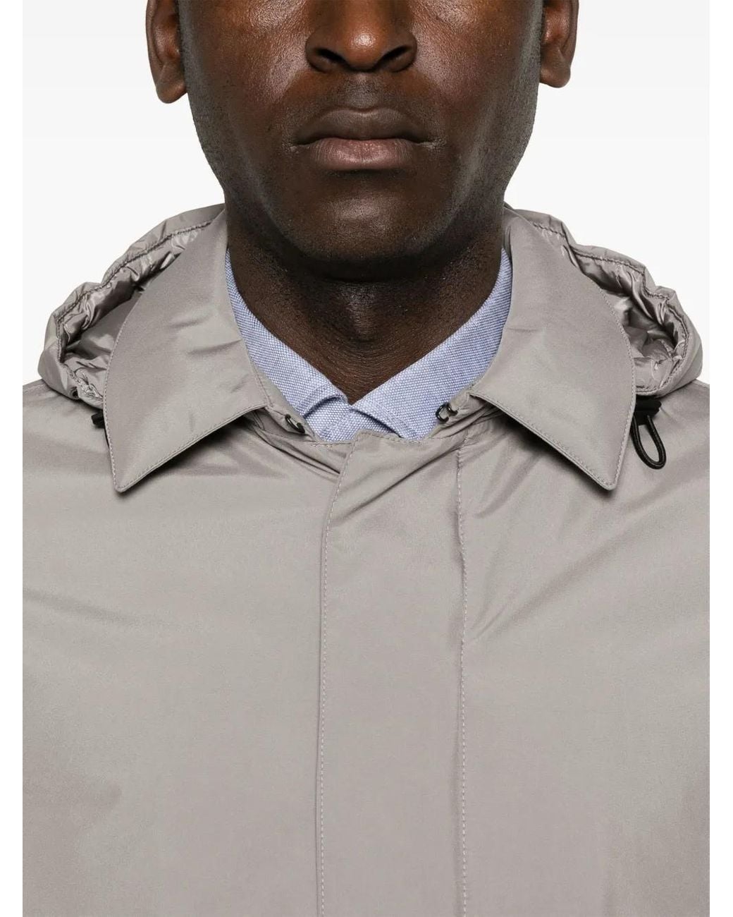 Herno Gray Detachable-Hood Jacket for men