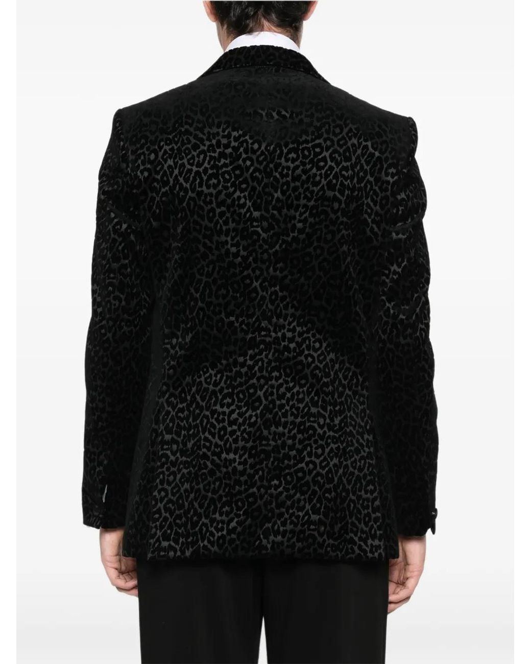 Fursac Black Pattern Animal Cotton Blazer for men