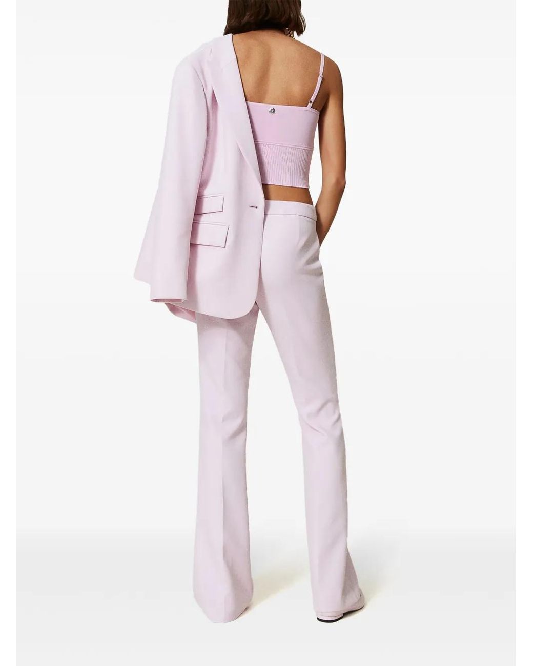 Twinset Pink Flared Cady-Texture Trousers