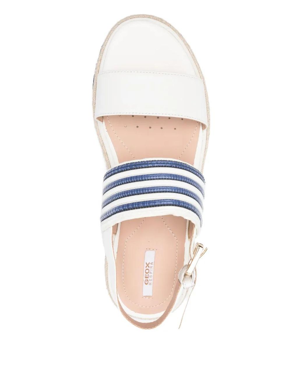 Geox White D Leelu Striped Espadrille Sandals