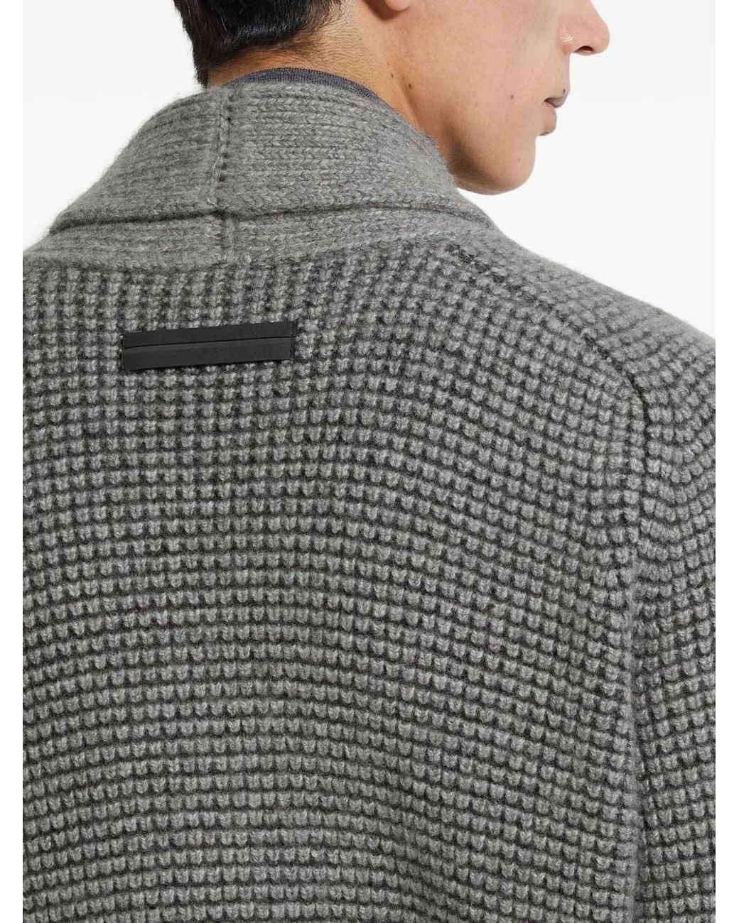 Zegna Gray Shawl-Collar Cardigan for men