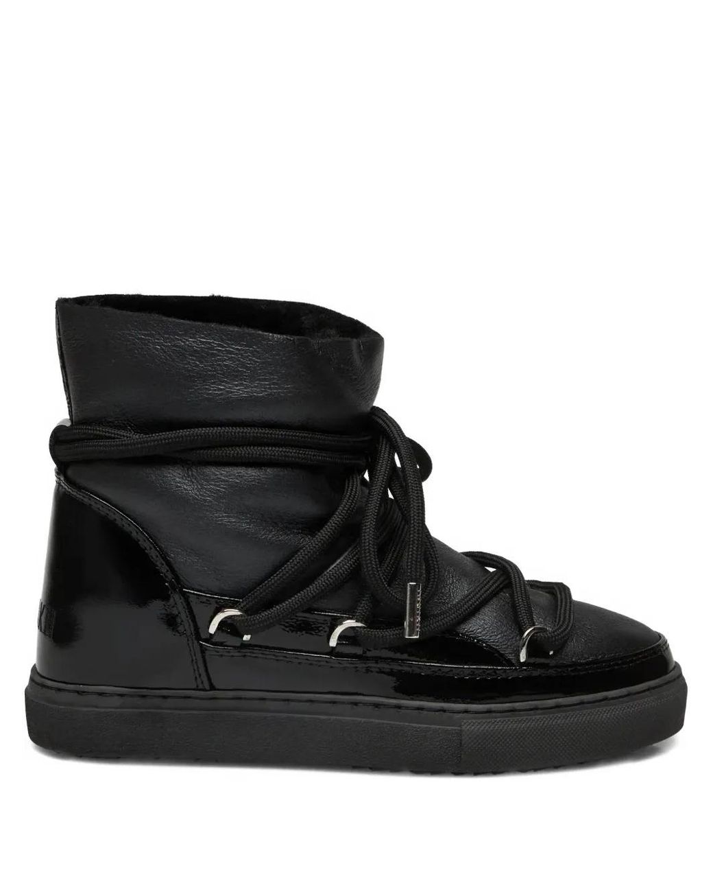 Inuikii Black Classic Patent Leather Lace-Up Sneakers