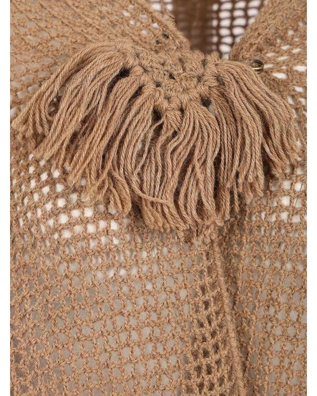 Chiara Is Brown Peonia Fringe-Trimmed Shawl