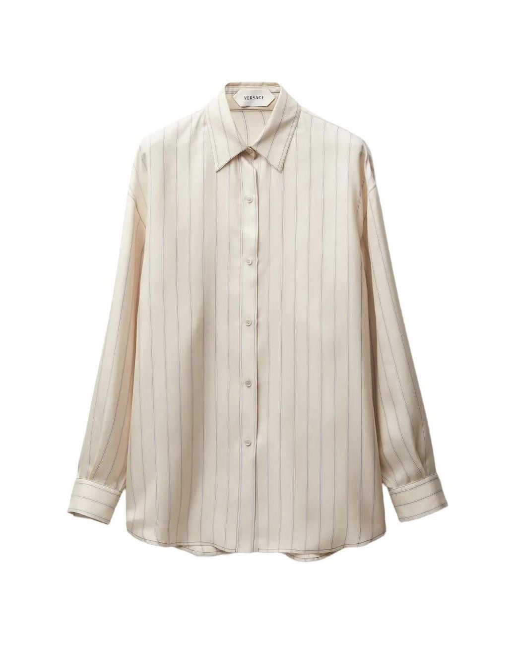 Versace White Striped Silk Twill Shirt