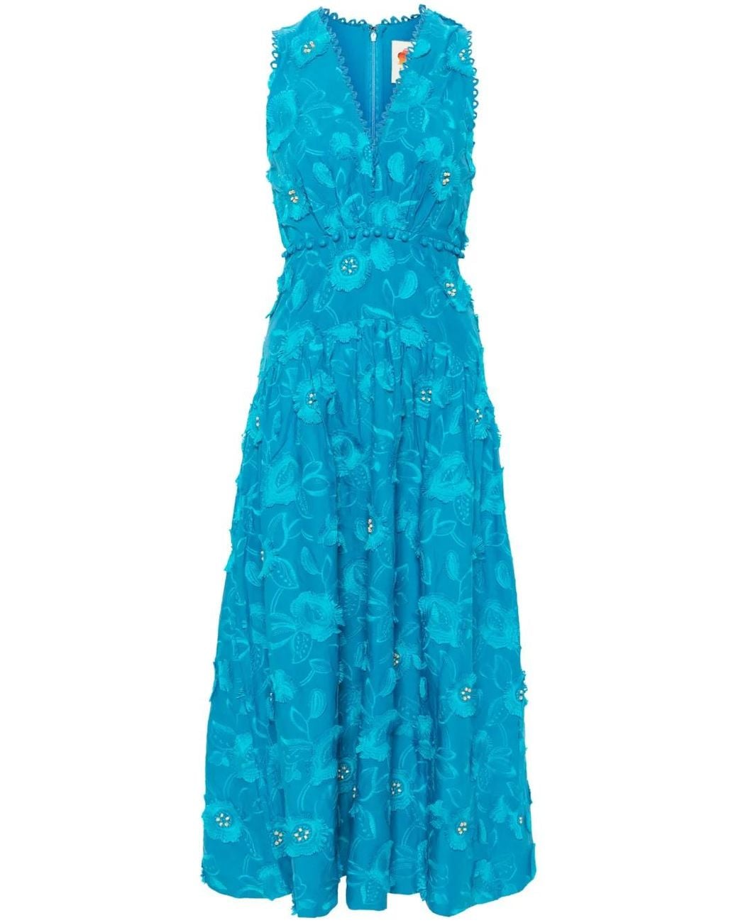 chinese dress ladies Blue 3D Flower Sleeveless Maxi Dress – FARM Rio main image 1