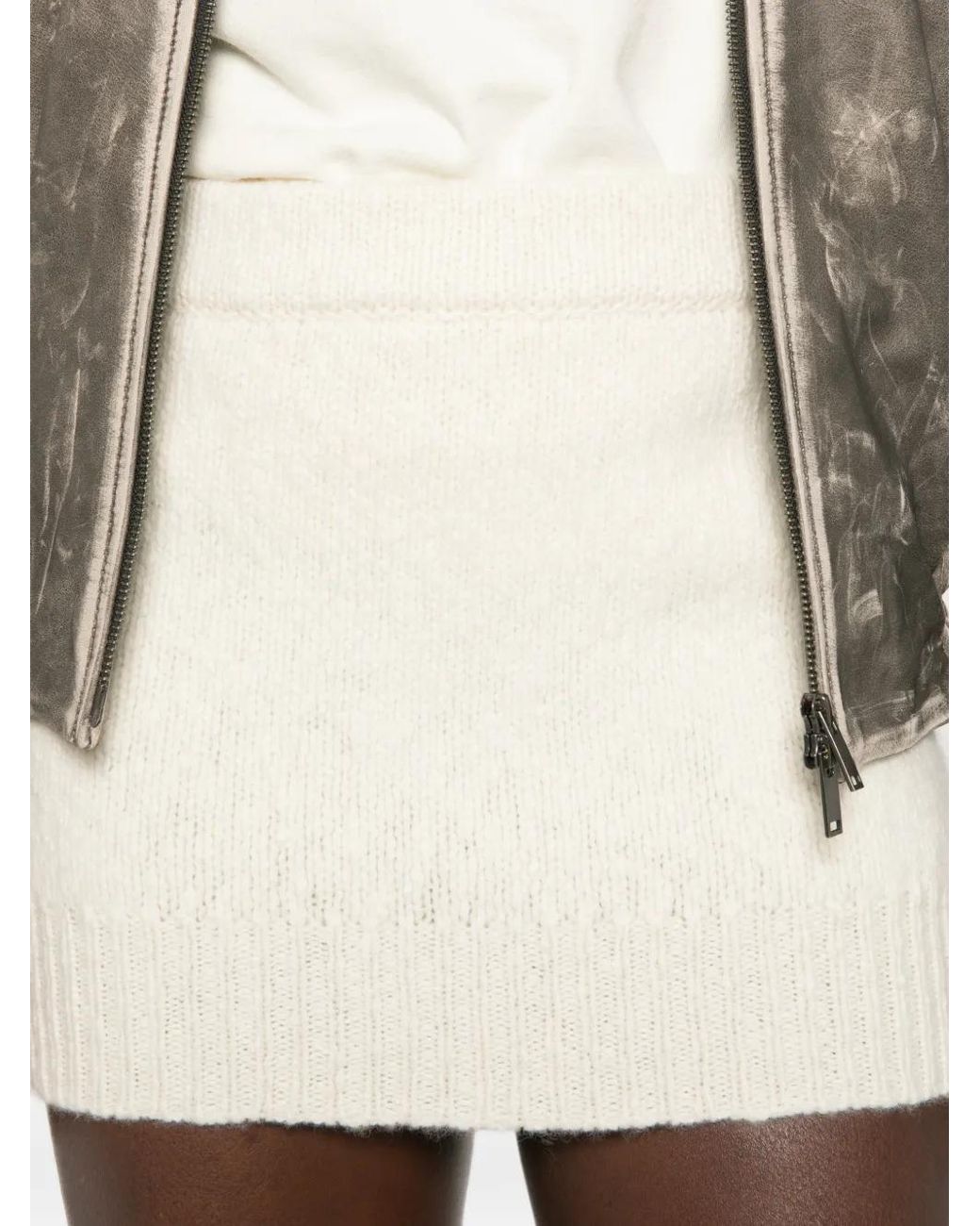 Malo Natural Aran Ribbed-Knit Mini Skirt