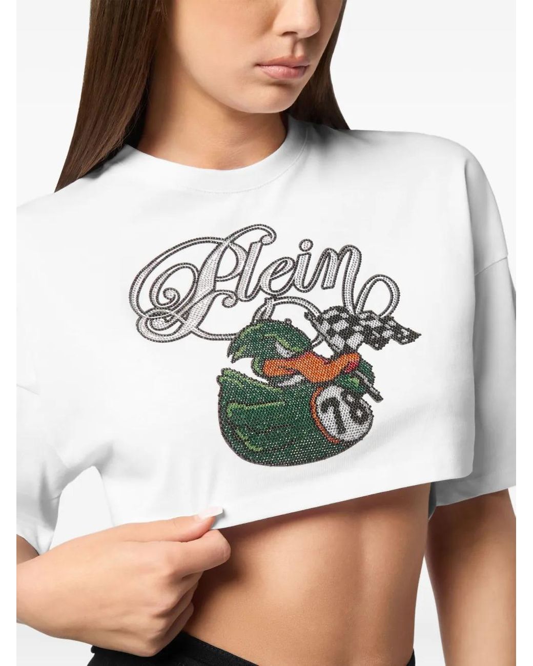 Philipp Plein White Rhinestone-Embellished T-Shirt