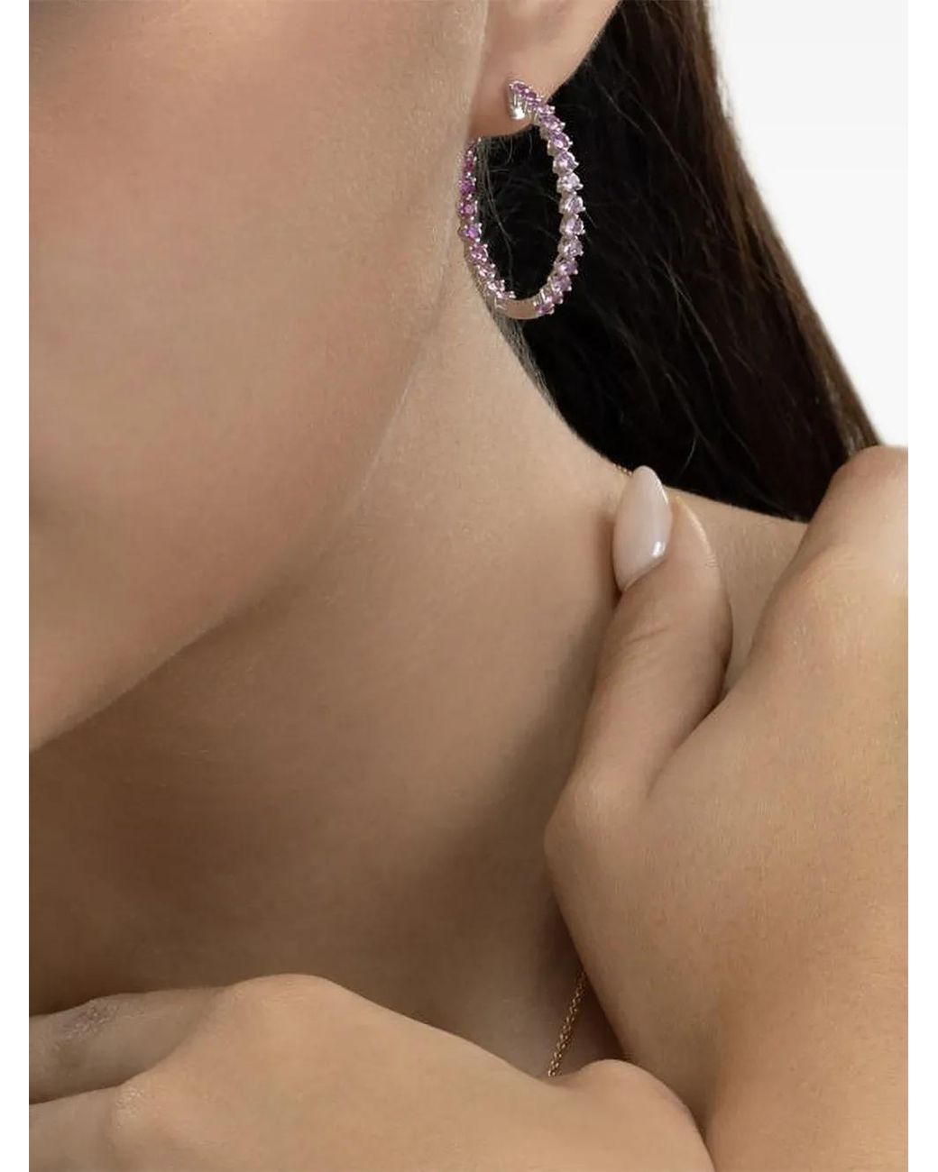 Lisa Nik Pink Hoop-Design Earrings