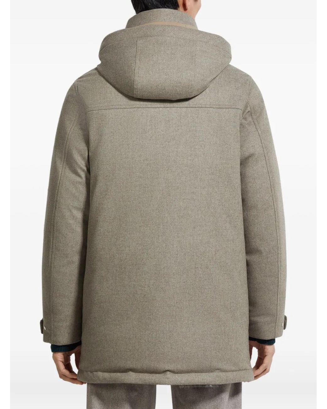 Zegna Gray Parka À Capuche for men
