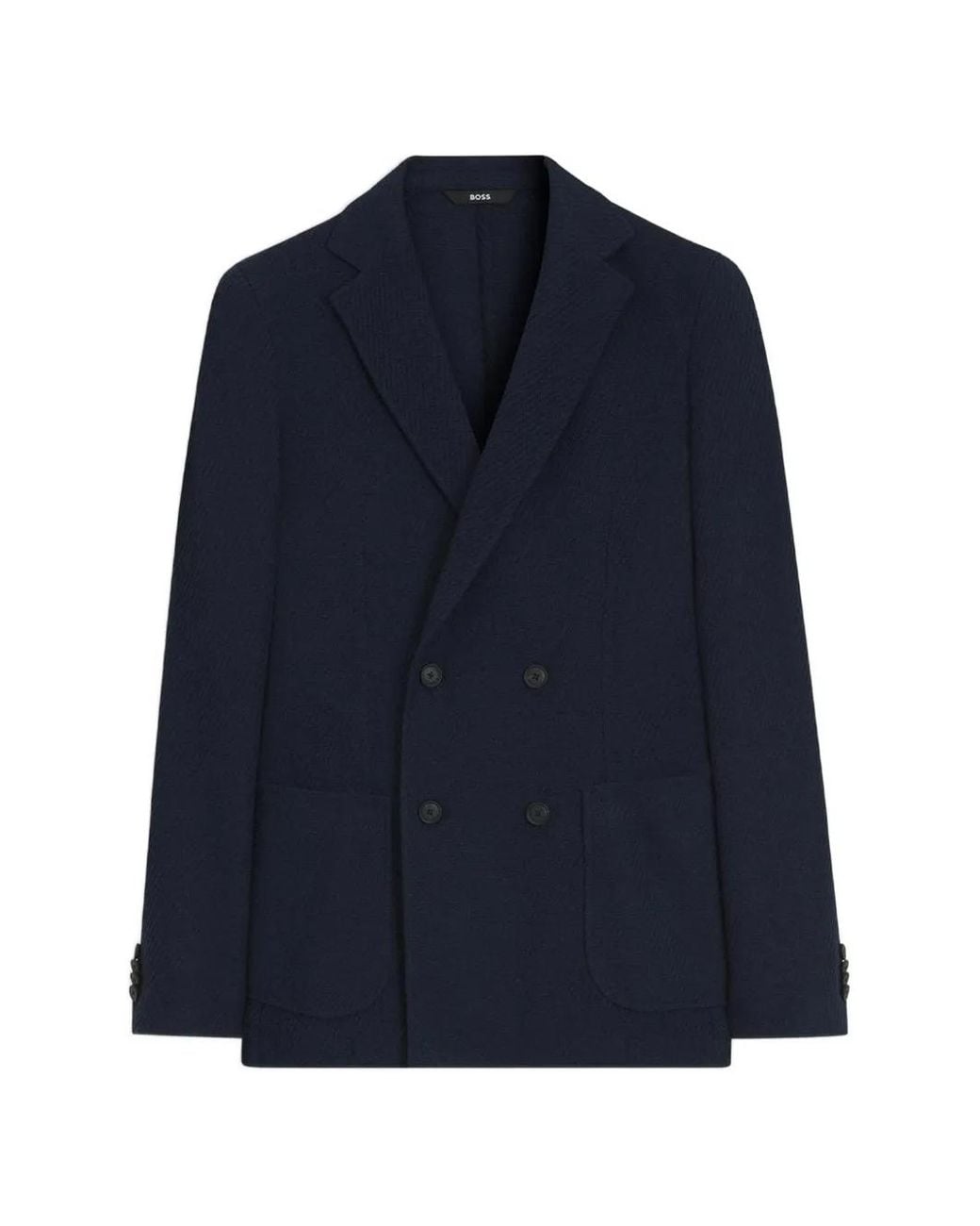 Boss Blue Hanry Double-Breasted Slim-Fit Blazer for men
