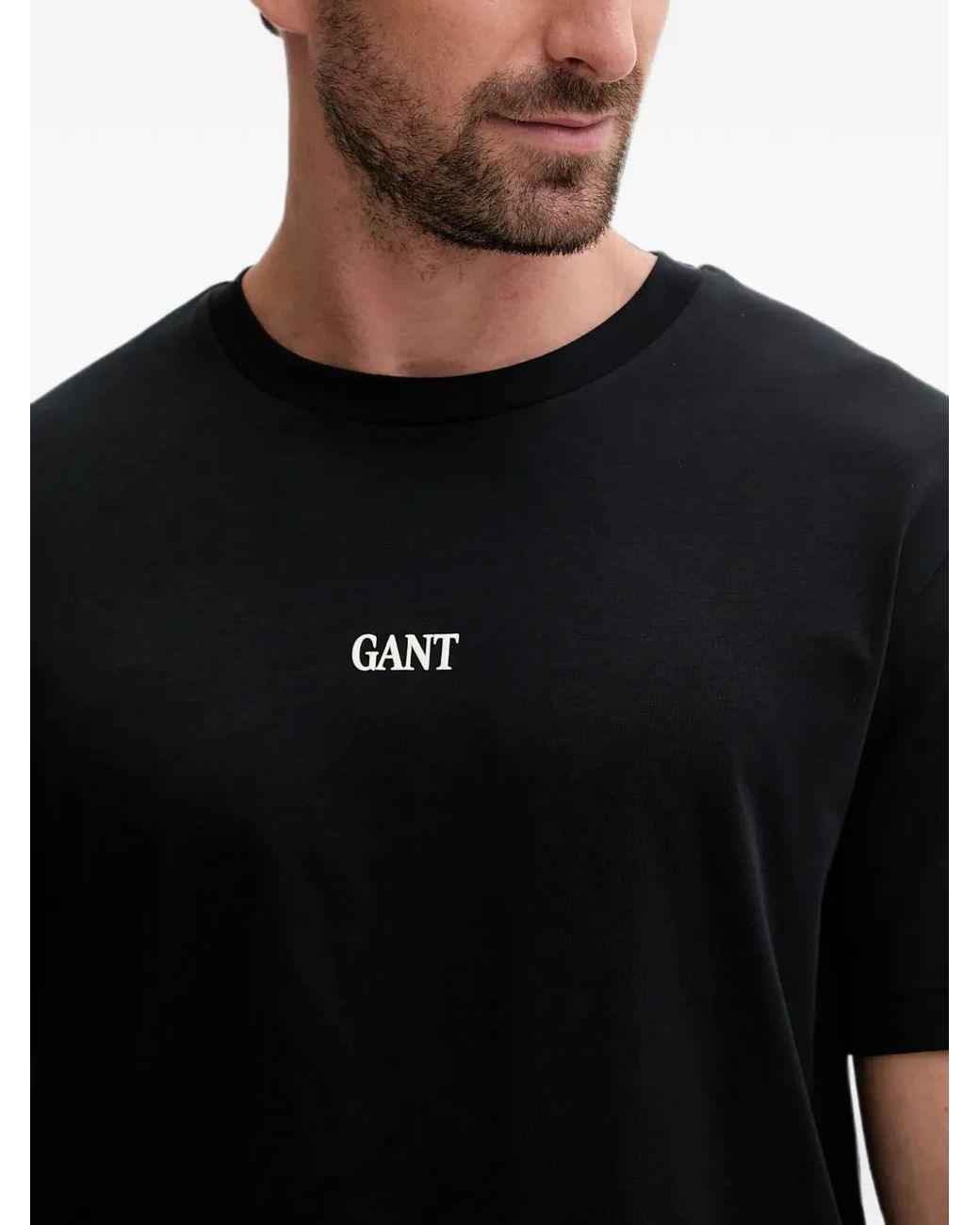 Gant Black Logo-Embroidered T-Shirt for men