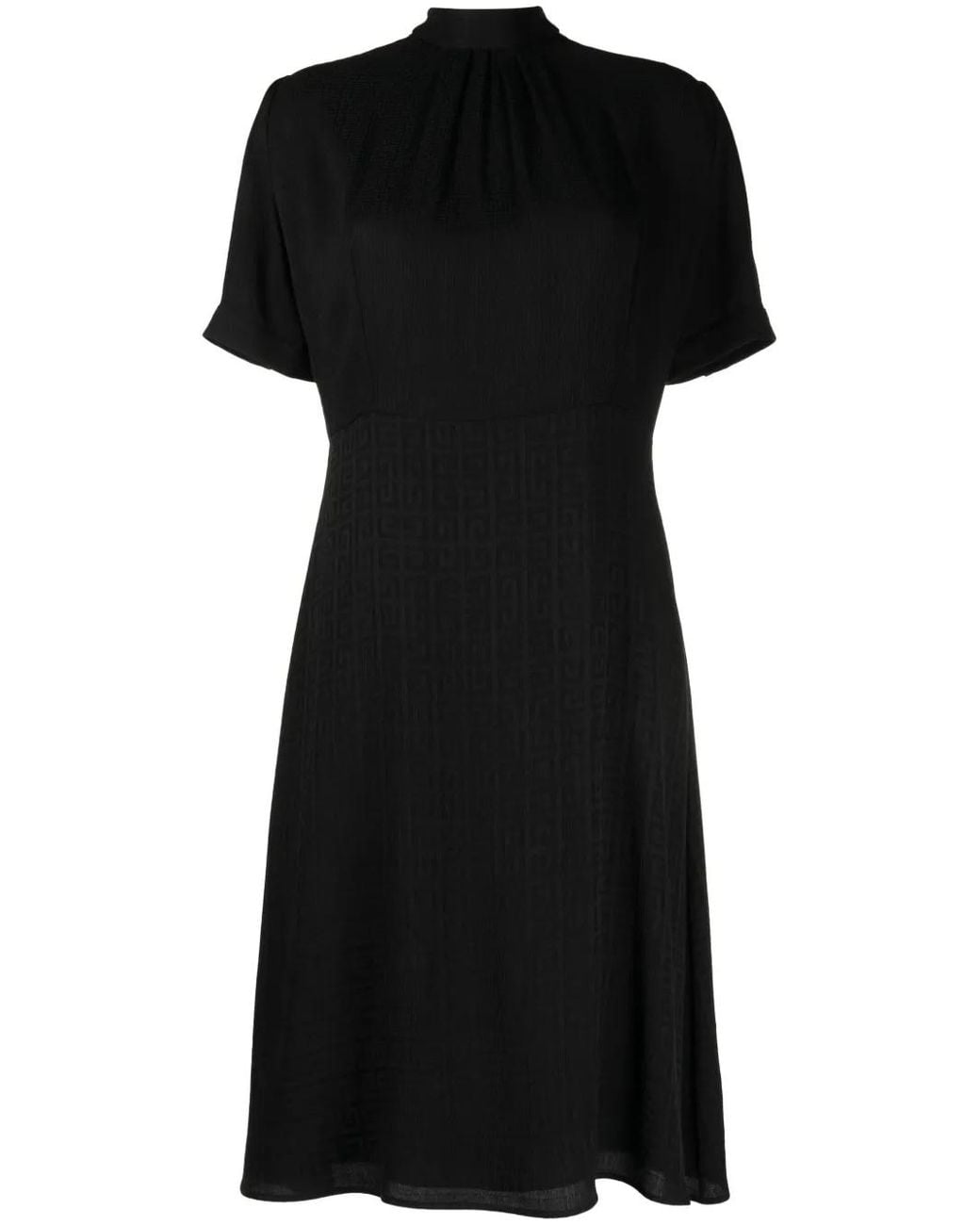 Givenchy Black 4G-Jacquard Silk Midi Dress